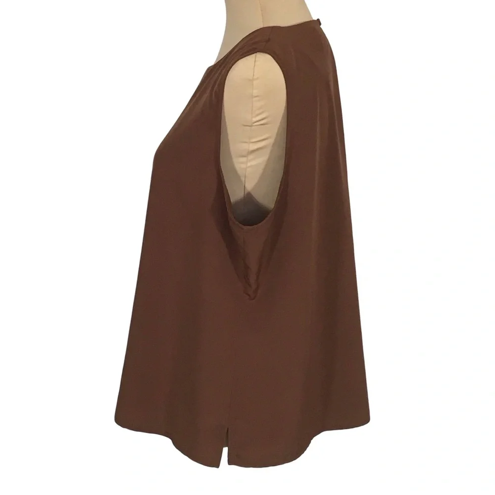 Notations Brown Layering Office Sleeveless Blouse, Women's XL - Picture 2 of 7